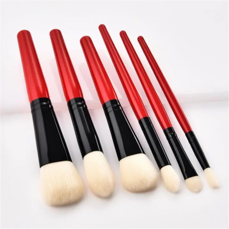6PCS Red Handle Makeup Brush