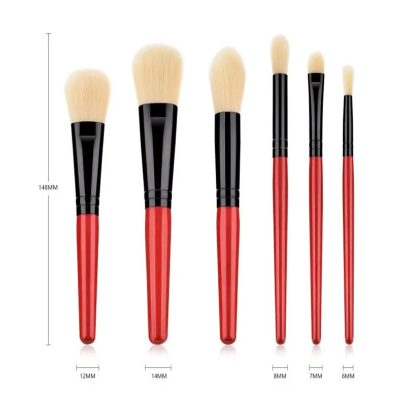 6PCS Red Handle Makeup Brush