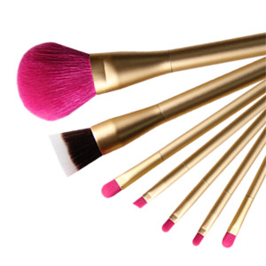 7 Piece Gold Eyebrow Brush Angle Liner Synthetic Brush Travel Makeup Brush Set 