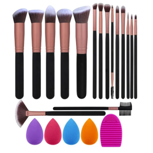 16PCS Makeup Brush Set Cosmetic Brush with Makeup Sponge and Brush Cleaner Makeup Brush