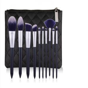 10 PCS Dark Blue Zipper Bag High Quality Makeup Brush