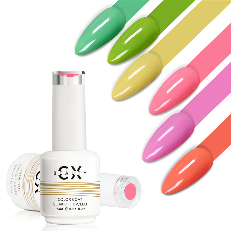 CX beauty Soak Off UV/LED Gel Nail Polish,uv gel neon color 48 colors 