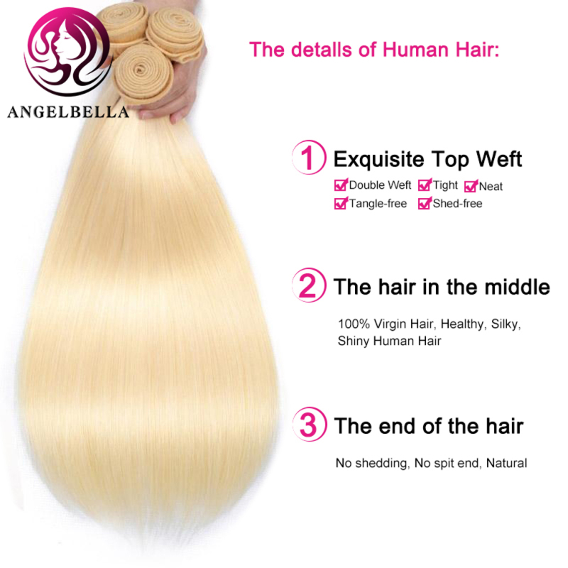 613# Blonde Remy Hair Bundle Weave 12-30 Inch Silk Straight Human Hair Weft Bundle Deals Wholesale 