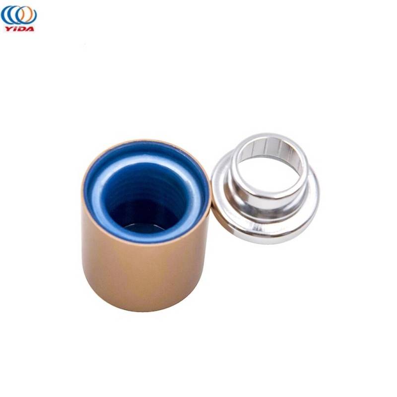 High quality add weight aluminum bottle cap FEA15 magnetic black perfume cap with silver collar 