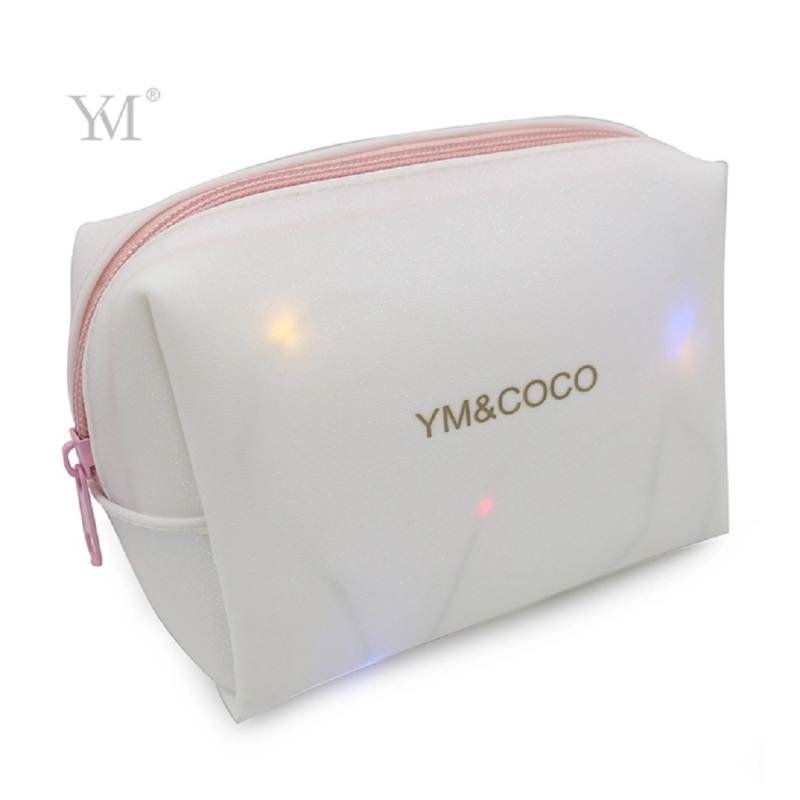 Cheap oem odm cosmetic bag with light decoration small pouch soft personaliaed make up bag 
