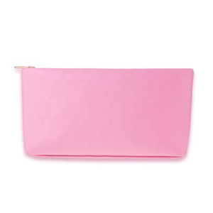 Cheaper Price Pink PU Leather Cosmetic Pouch Packaging Bags With High Quality Zips 