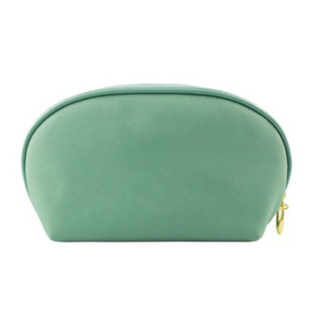 Small MOQ Hot Sale Cross Saffiano Pouch Bag Green Makeup Gift Bag With Metal Zip 