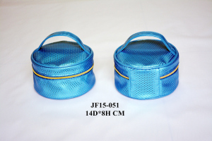 Die-cut Pattern PU Round Shape Make Up Bag w/Top Handle