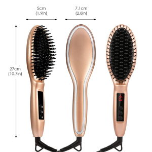 New Design Manufacturer 2 in 1 LCD Electric Fast Hair Straightener Brush 