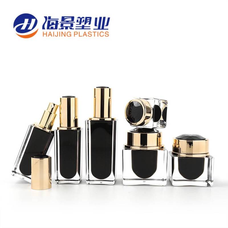 Accept custom 15g 30g 50g square skincare baby cream plastic cosmetic jars with gold lid 