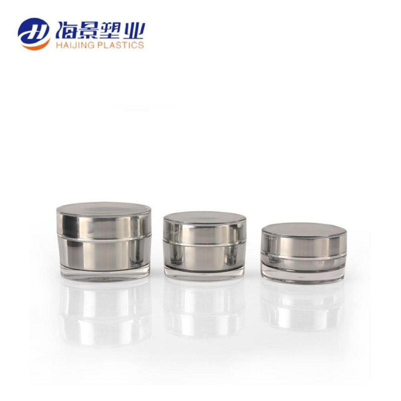 Wholesale customizable round empty silver acrylic plastic container jar 