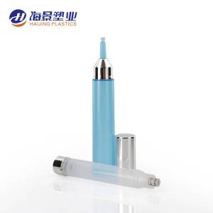 Cosmetic dual layer round applicator container syringe shaped unique airless injection 10ml 15ml eye cream bottles 