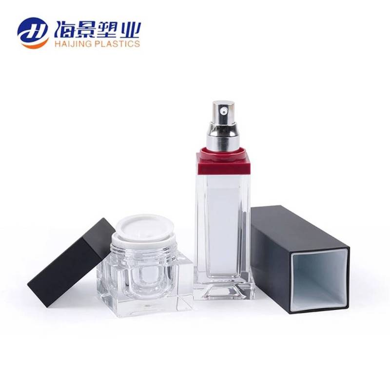 Newest arrival luxury eco friendly plastic square cosmetic transparent bottles 30ml lotion for sale 