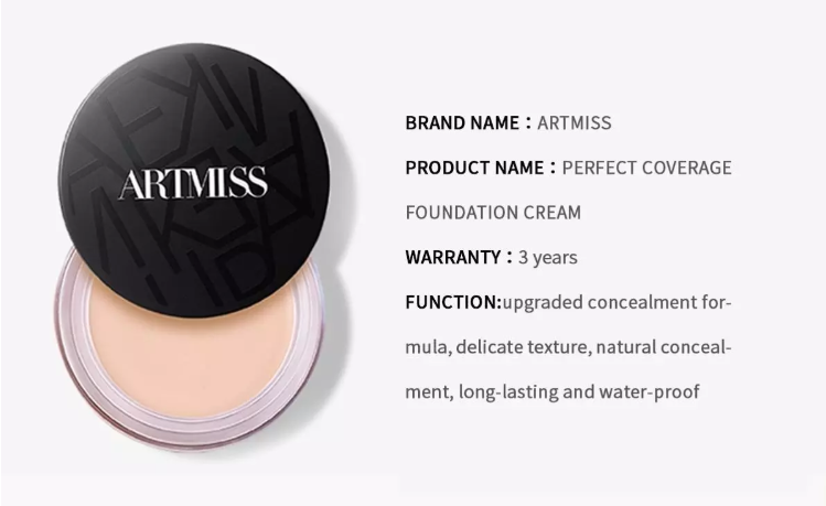 ARTMISS makeup wholesale Waterproof moisturizing nourishing Strong concealer Foundation Cream