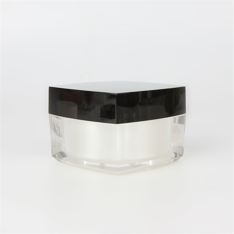 Square acrylic clear white cream jar with black cap 15g 50g 