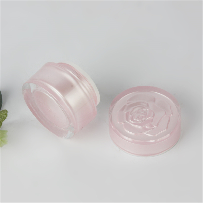 Beauty light pink color rose cap cosmetic cream jar