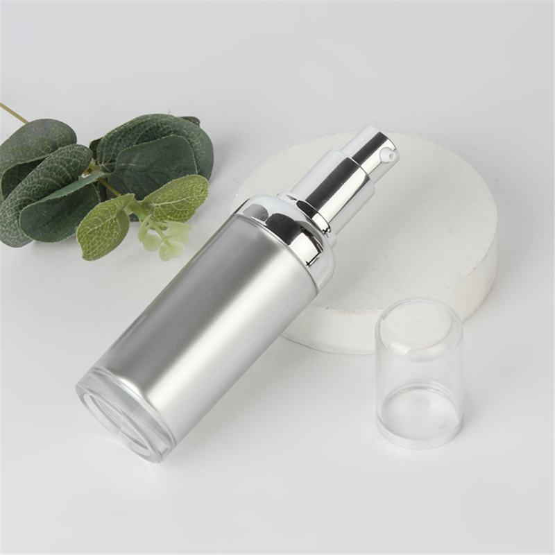30ml acrylic silver lotion bottle with pump for cosmetic serum in stock