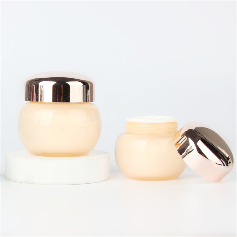 30g 50g acrylic cosmetic skin care cream jar in stock light yellow with rose gold cap