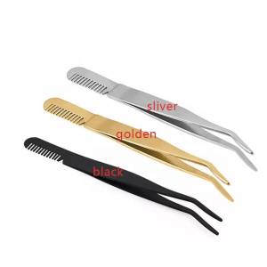 Hotop Stainless Steel False Eyelashes Extension Applicator Tweezers Nipper Tool with private label