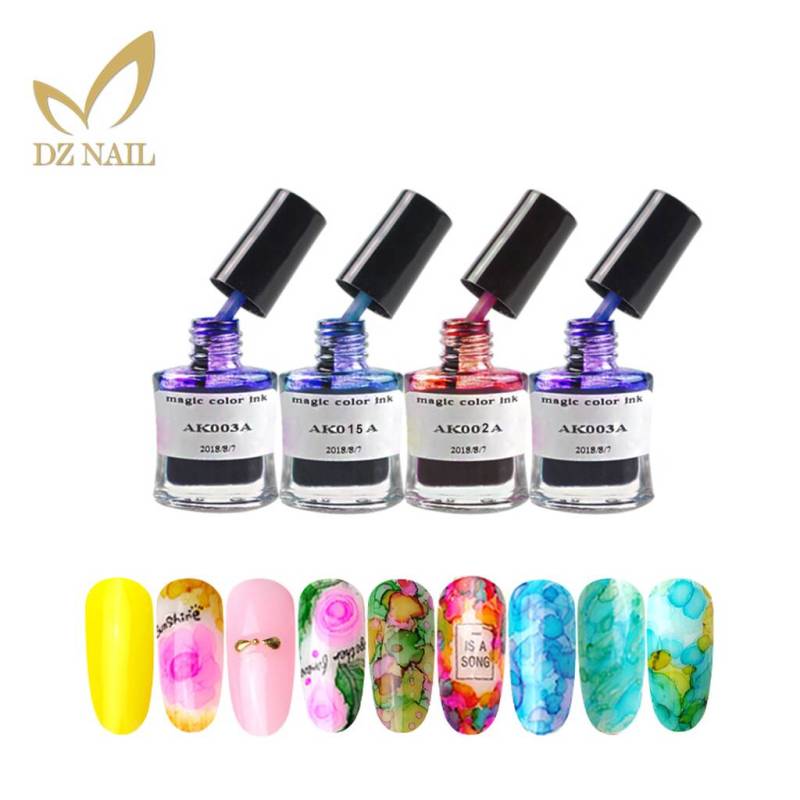 DZ wholesale nail art 5ml 15 ml liquid nail gel polish paint blooming gel marble watercolor ink 