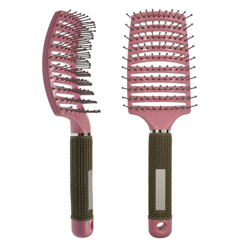 Add to CompareShare professional plastic heat resistance single nylon curved plastic hair brush 
