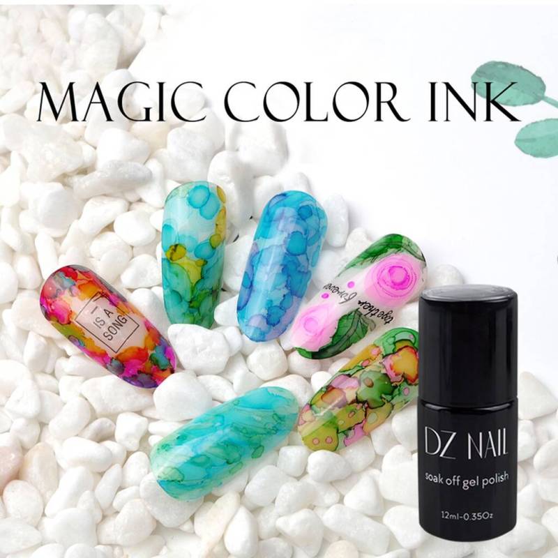 DZ wholesale nail art 5ml 15 ml liquid nail gel polish paint blooming gel marble watercolor ink 