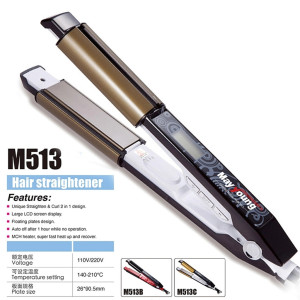 M513C 2 in 1 function design, can straighten,curl and flip hair straightener 