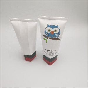 OEM White Matte Cosmetic Sealed Tube With Cute Image For Hand Cream Packaging With Olecranon Shape Flip Top Cap 