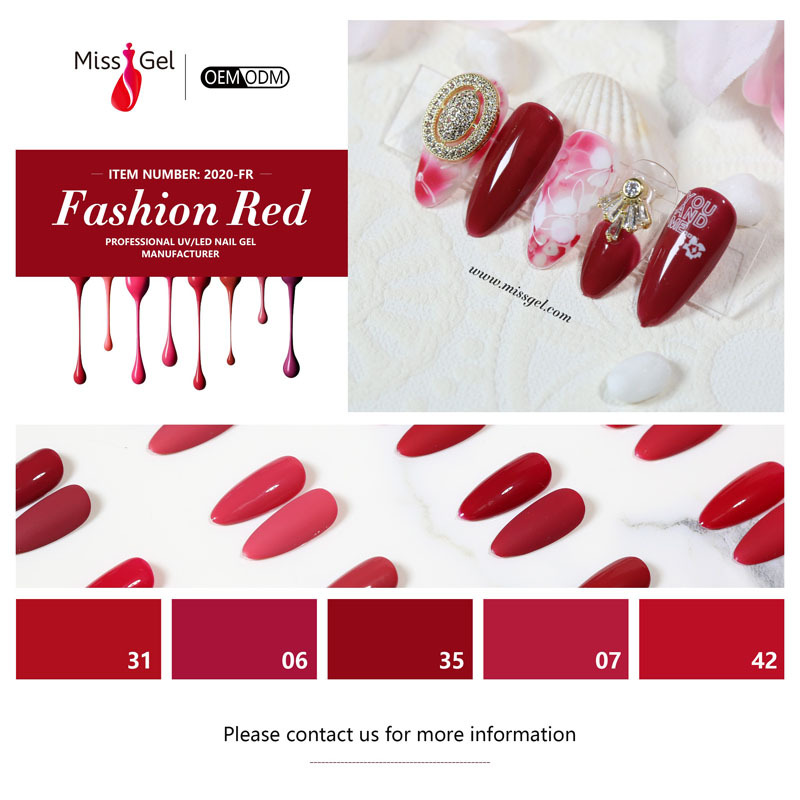 Missgel your logo professional salon red color series nail gel polish 2020-FR