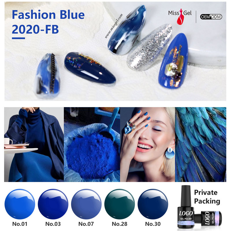 Missgel fashion blue color series uv led soak off nail gel polish 2020-FB