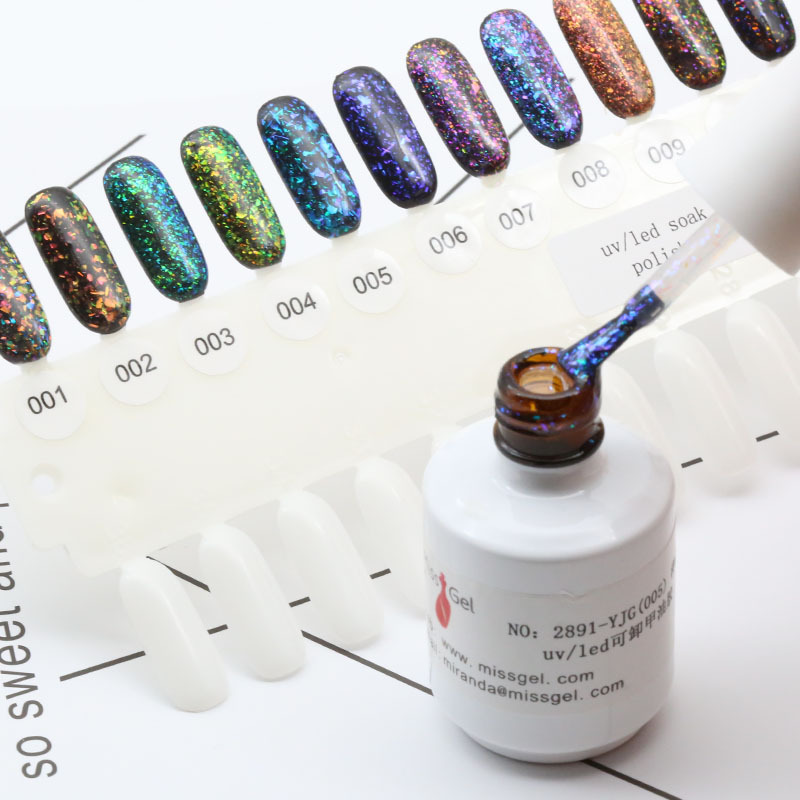 Missgel manicure nail art soak off silver uv glitter gel nail polish 2891-YGJ 