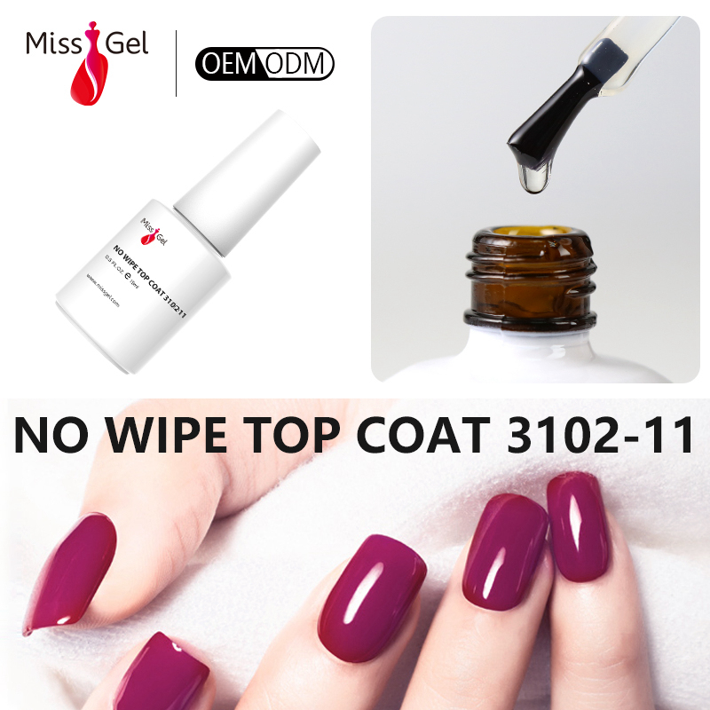 Missgel uv led soak off matte/no wipe/tempered top coat gel
