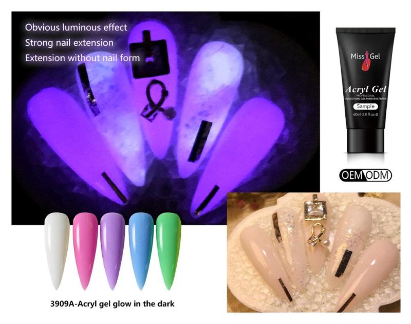 Missgel oem uv/led luminous glow at night in the dark acryl gel polygel 