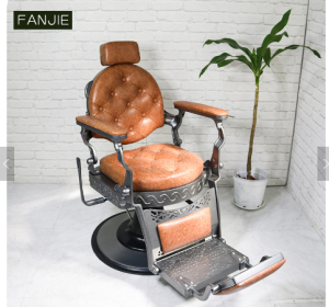 Classic vintage heavy duty back reclining salon chair antique brown mens all purpose barber chair 