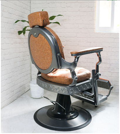 Classic vintage heavy duty back reclining salon chair antique brown mens all purpose barber chair 