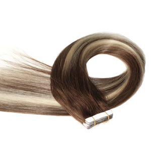 Human hair wig mixed color seamless invisible adhesive tape hair