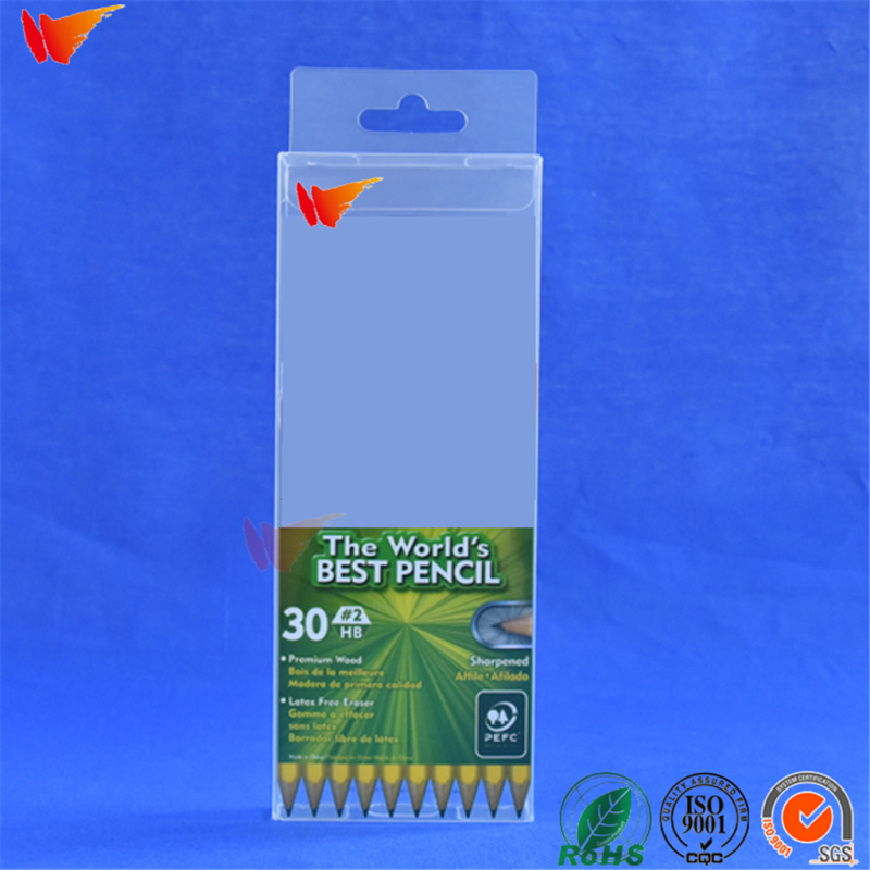 wanli brand custom rectangle shape different pen packaging clear PVC plastic box 