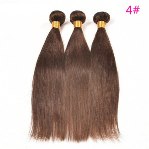 Pre-Colored Human Hair Weave Brazilian Body Wave 3 Bundles 4# Colored Medium Brown Hair Weaving 