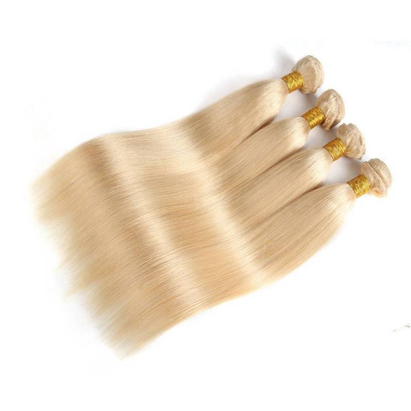 613 Blonde Human Hair weave , bleach blonde Straight remy Hair weft Bundles , 100% Human Hair Extension 