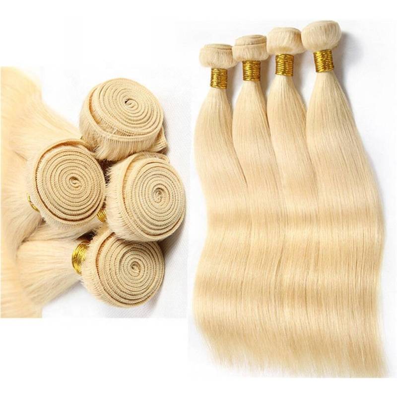 613 Blonde Human Hair weave , bleach blonde Straight remy Hair weft Bundles , 100% Human Hair Extension 