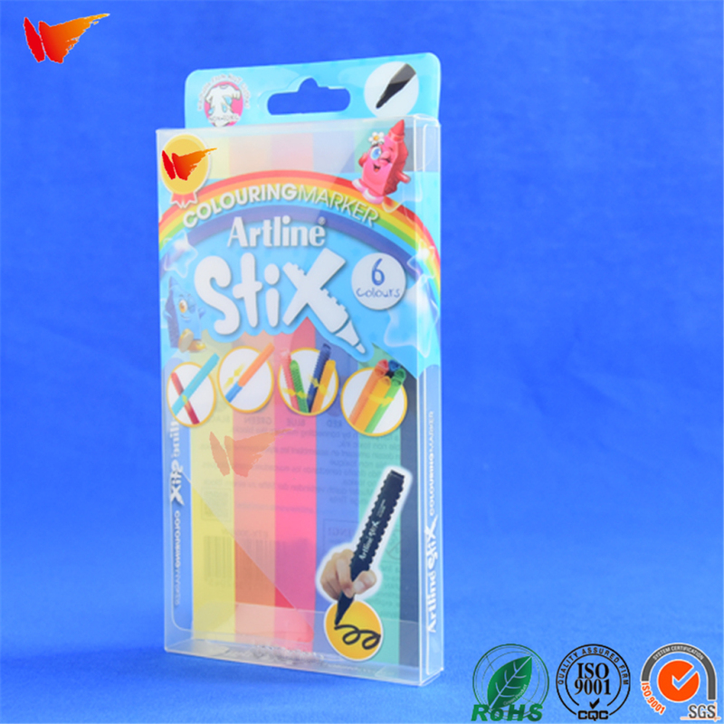 wanli brand custom rectangle shape different pen packaging clear PVC plastic box 