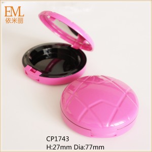 Round compact powder case injection pink color compact powder case CP1743