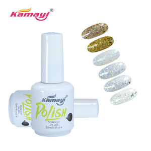 Kamayi Wholesale 15ml Clear Sliver Gold Glisten Sequin Nail Art Uv Gel Polish Nail Gel for Salon with Factory Price 