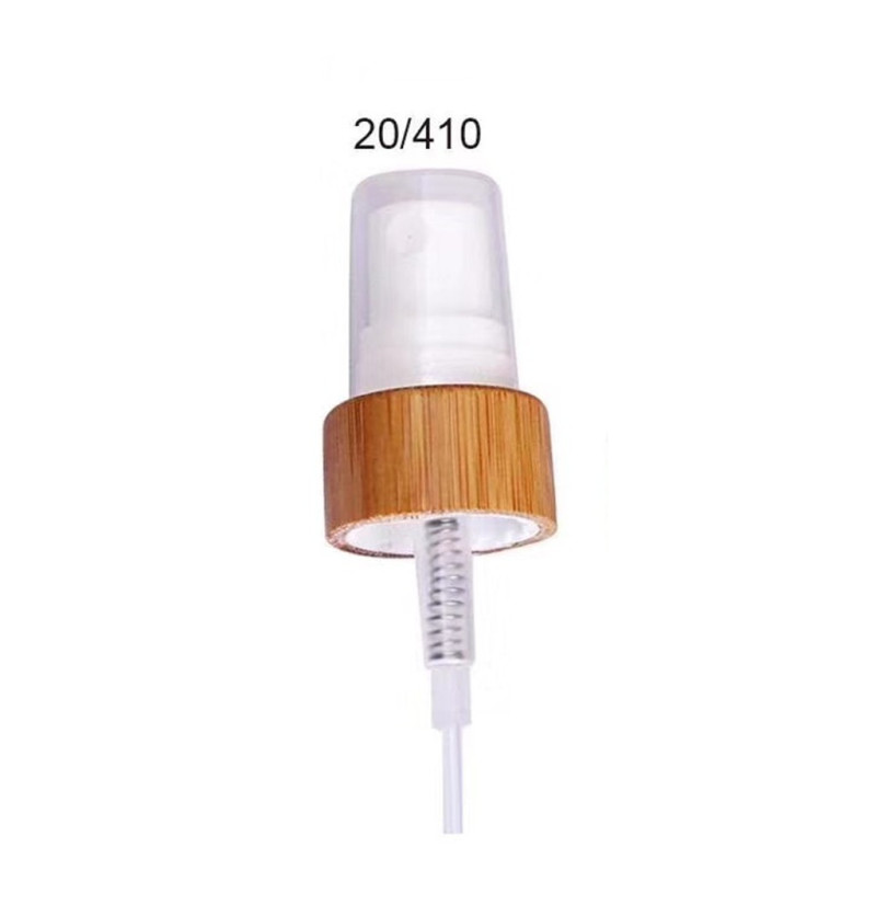 Stock 24/410 bamboo plastic dispenser lotion spray pump 