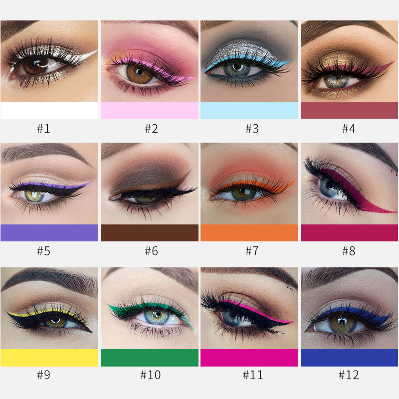 12 color matte color eyeliner, lasting no halo, matte eyeliner eye shadow 