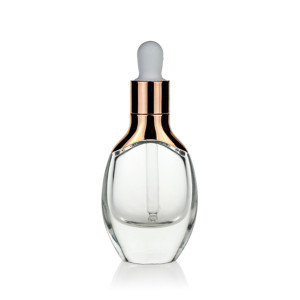 30ml Oval Luxury Glass Dropper Bottle for Serum Essential Oil Cosmetic Packaging