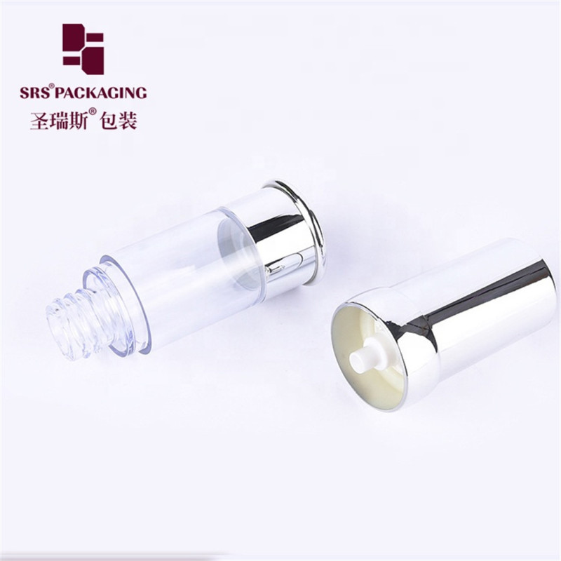 Silver cosmetic plastic airless bottle skin care 10ml 15ml 20ml 30ml container packaging