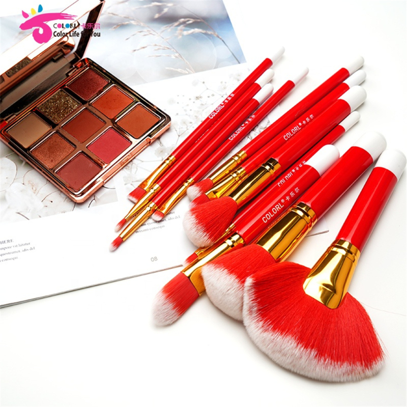 10Pcs Red Makeup Brushes Vegan Good Quality 2020 Hot New Arrivals Blending Brushes