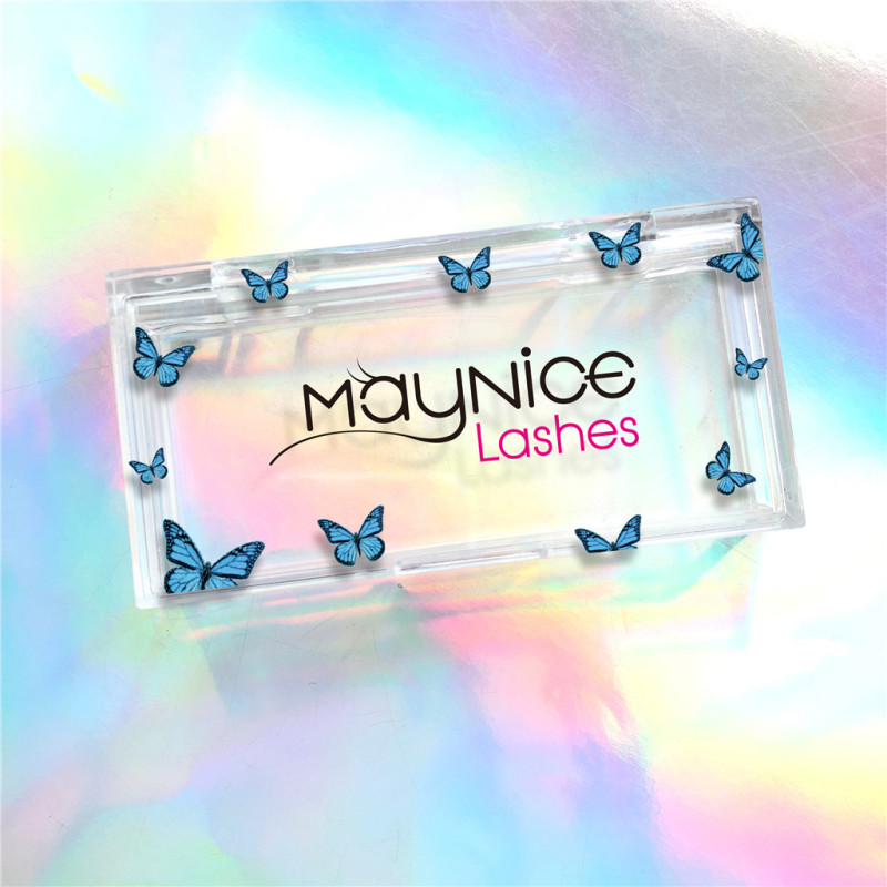 Acrylic Lashes box and 3D Mink Eyelashes Packaging boxes with Customized butterfly Logo