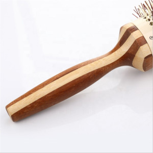 Professional round barrel ani-static wooden hair brush 
